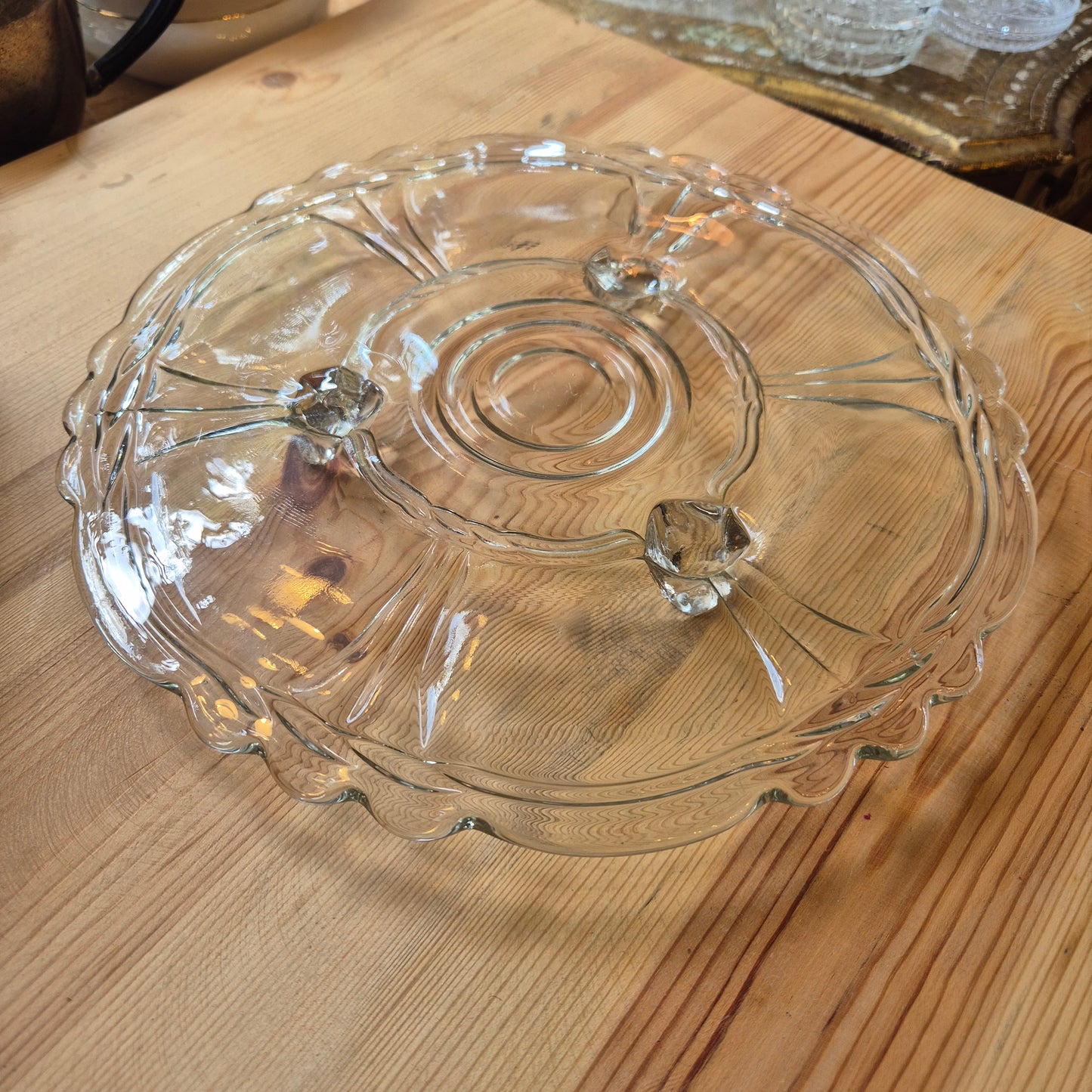 Antike Glas Vintage Kuchenplatte / Tortenplatte 50er/60er Jahre