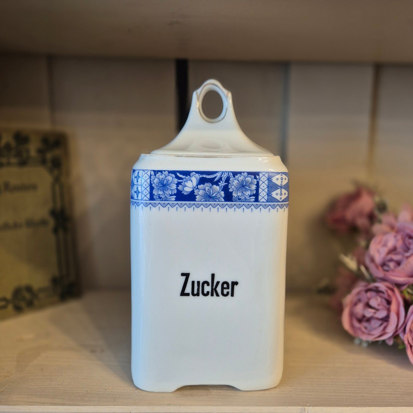 Jugendstil Vorratsdosen Weiß Blau Zucker Schwarzenberg Germany