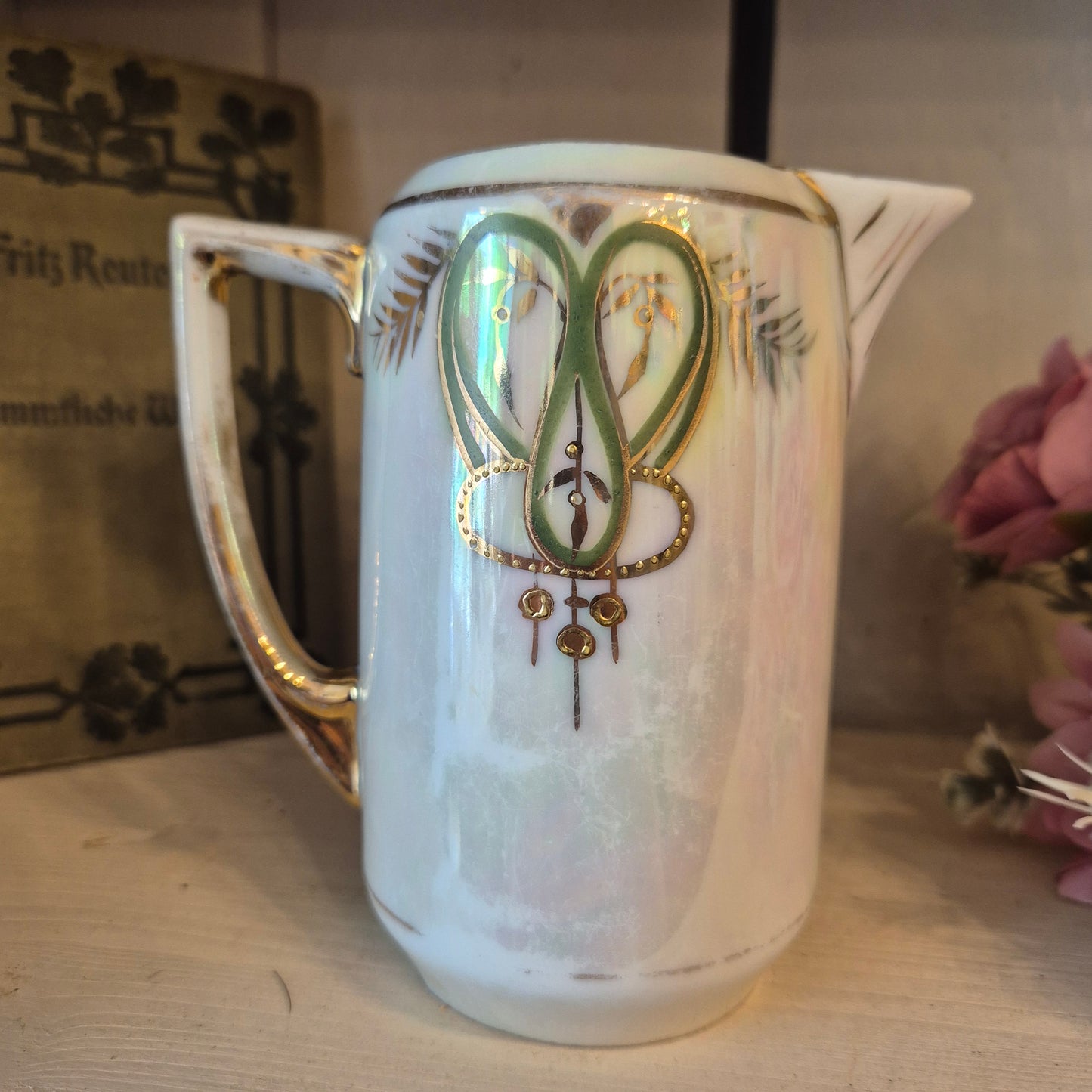 Handbemaltes böhmisches Jugendstil Kännchen Sahnekännchen