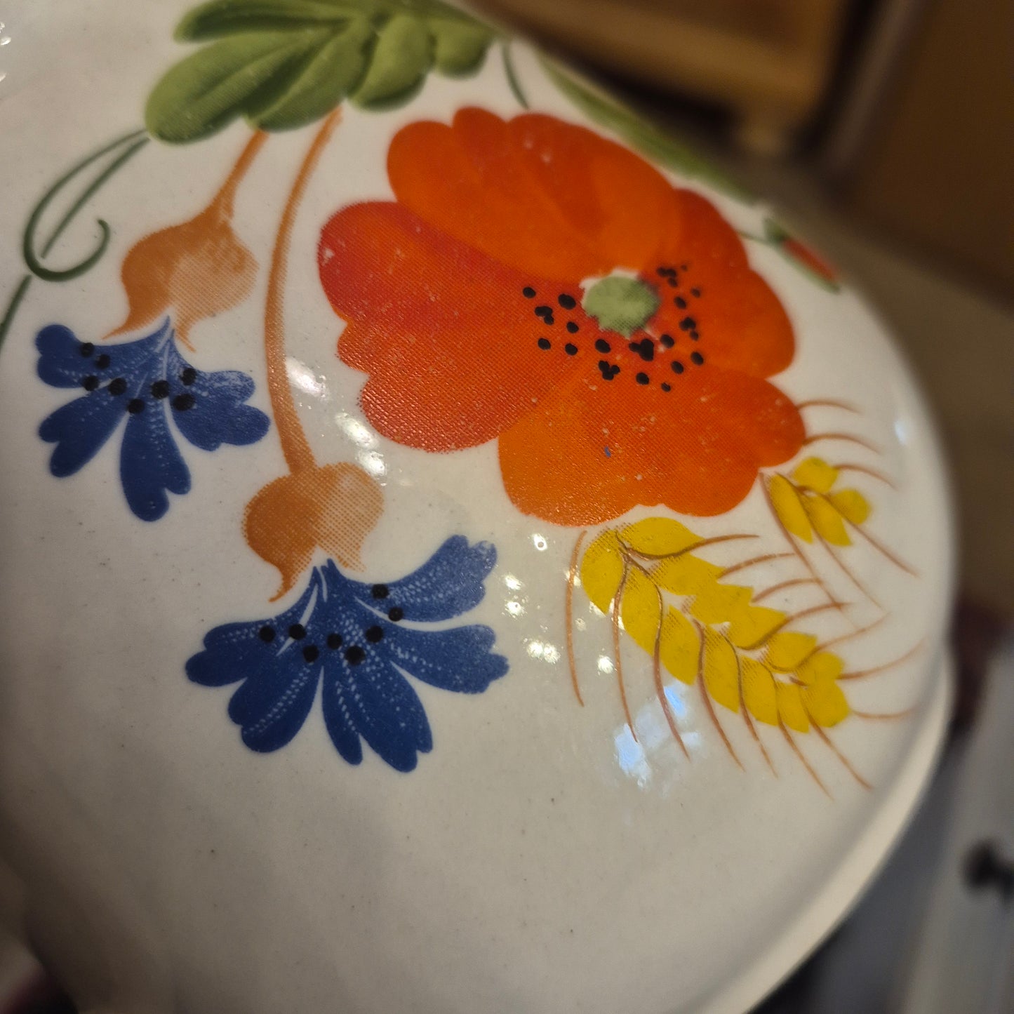 Alter DDR Vintage Krug Landhaus Mohnblume oder als Vase