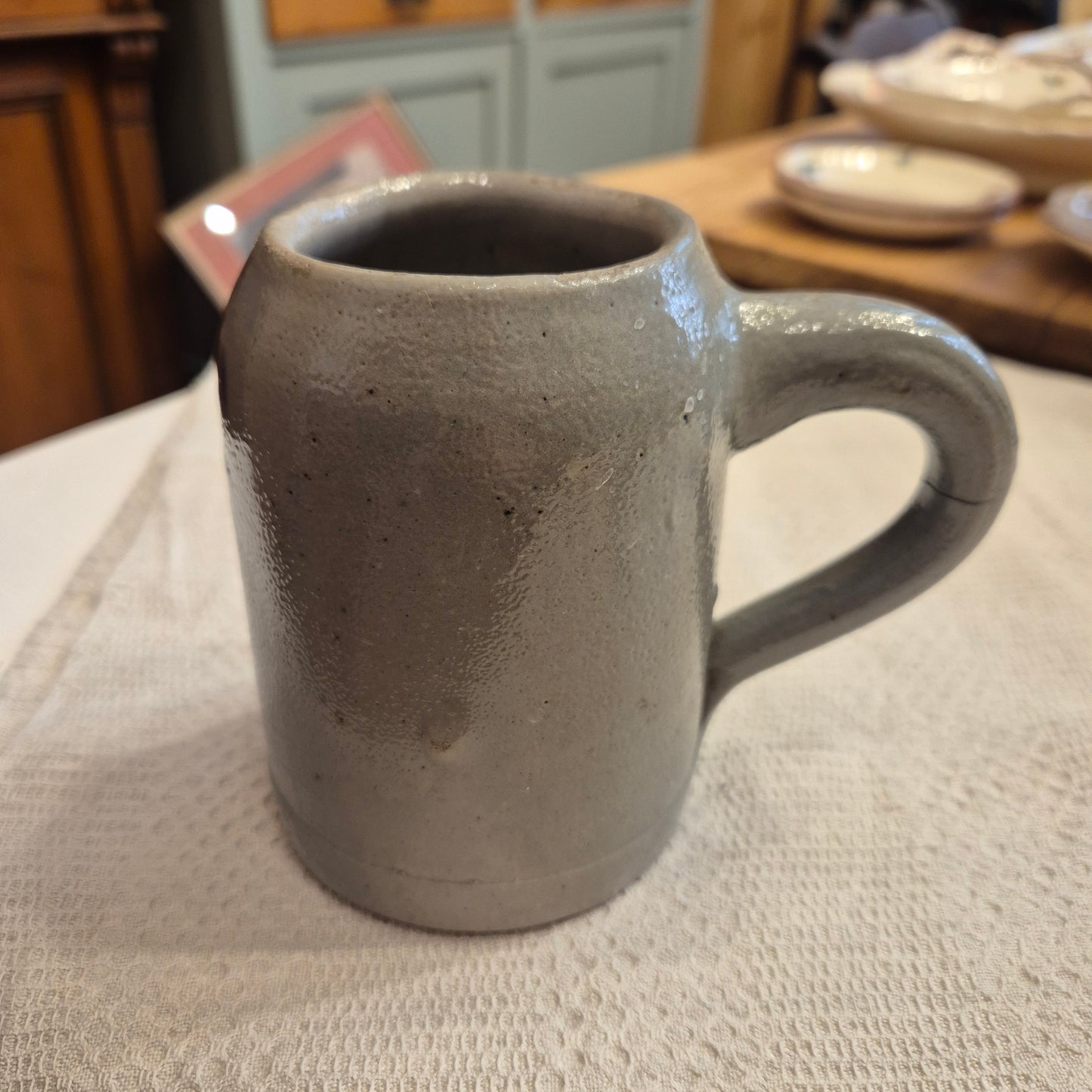 Vintage Keramik Bierkrug Steingut Grau blau Geschenk
