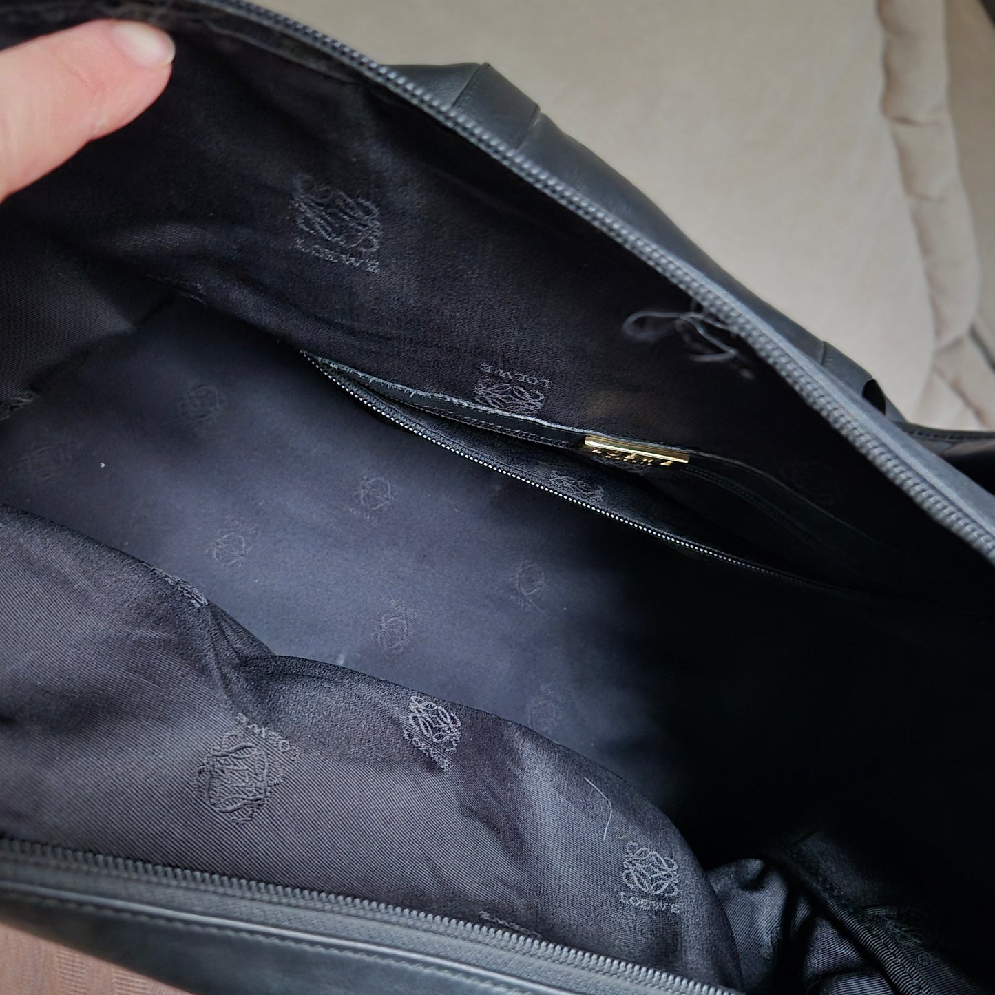 Seltene Vintage LOEWE Nappa Leder Shopper / Tote – 90er Jahre – Schwarz