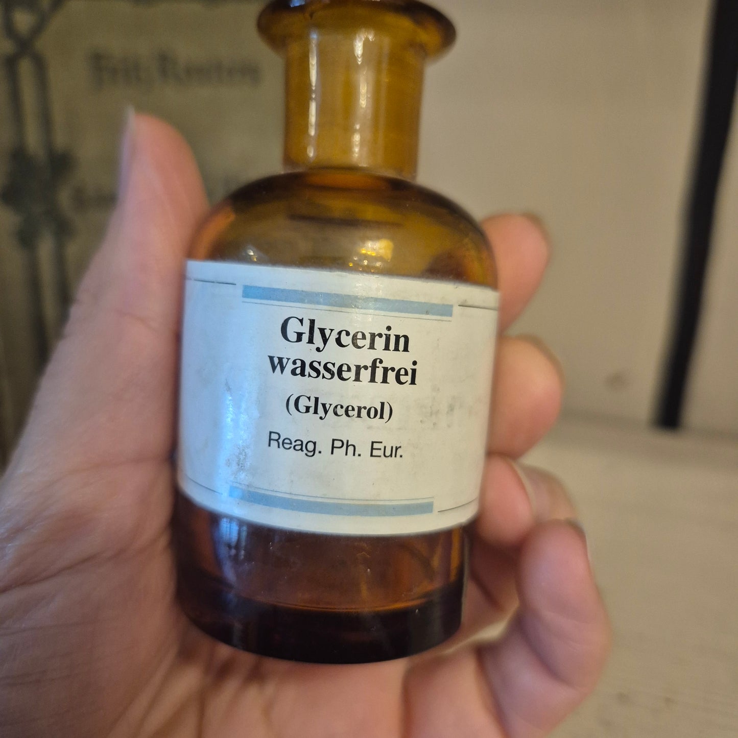 Antike Apotheker Flasche ohne Deckel Glycerin wasserfrei - Apotheken Flasche - klein