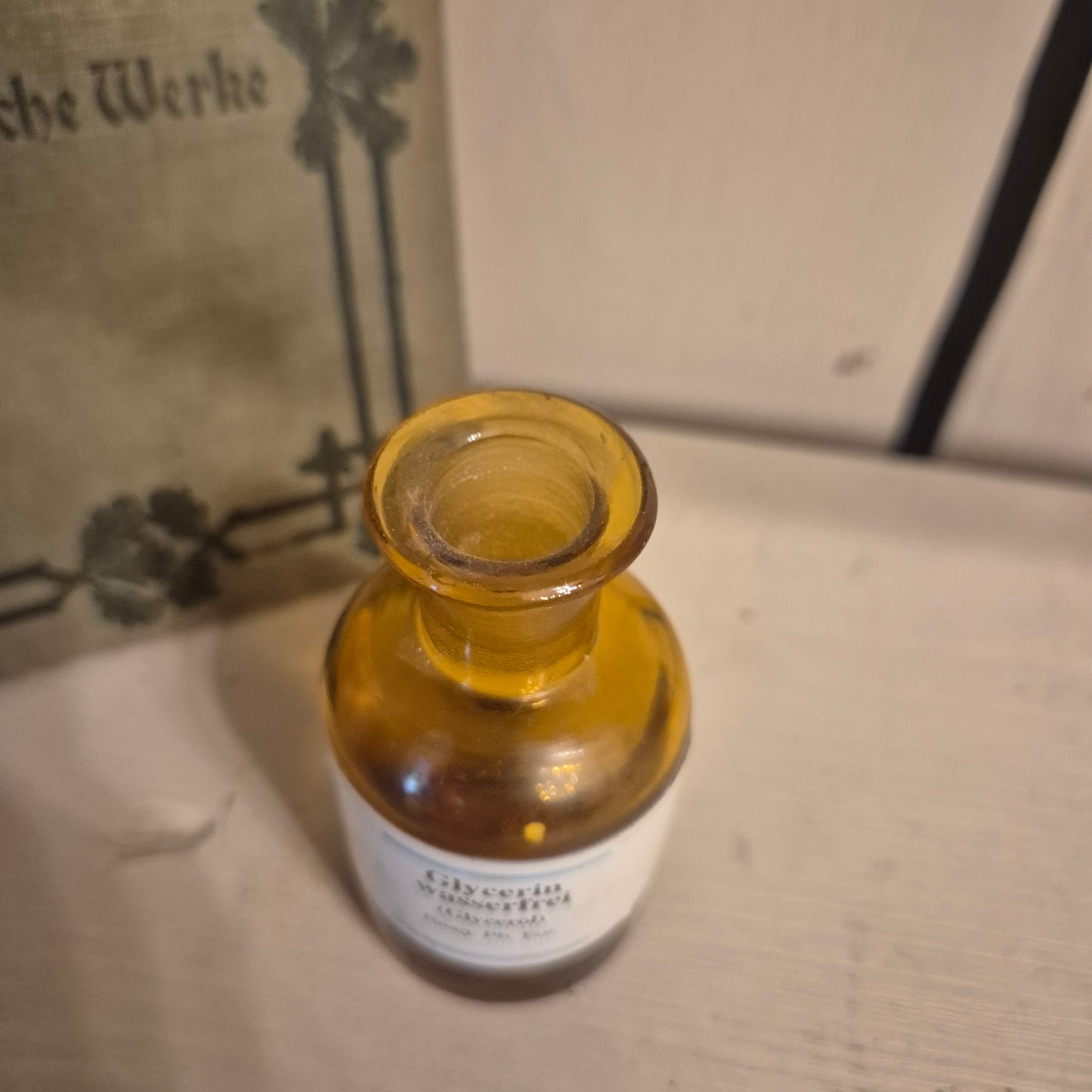 Antike Apotheker Flasche ohne Deckel Glycerin wasserfrei - Apotheken Flasche - klein