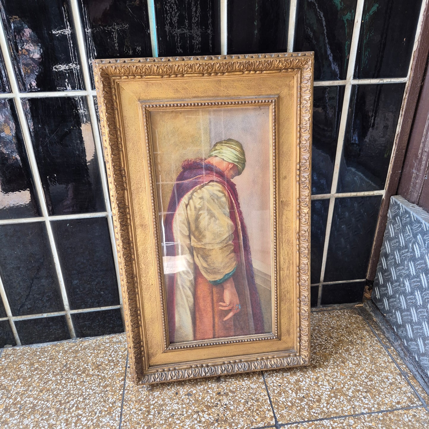 Antikes Gemälde Reproduktion: Denn er hatte große Besitztümer" von George Frederick hinter Glas auf Holz gemalt und gerahmt