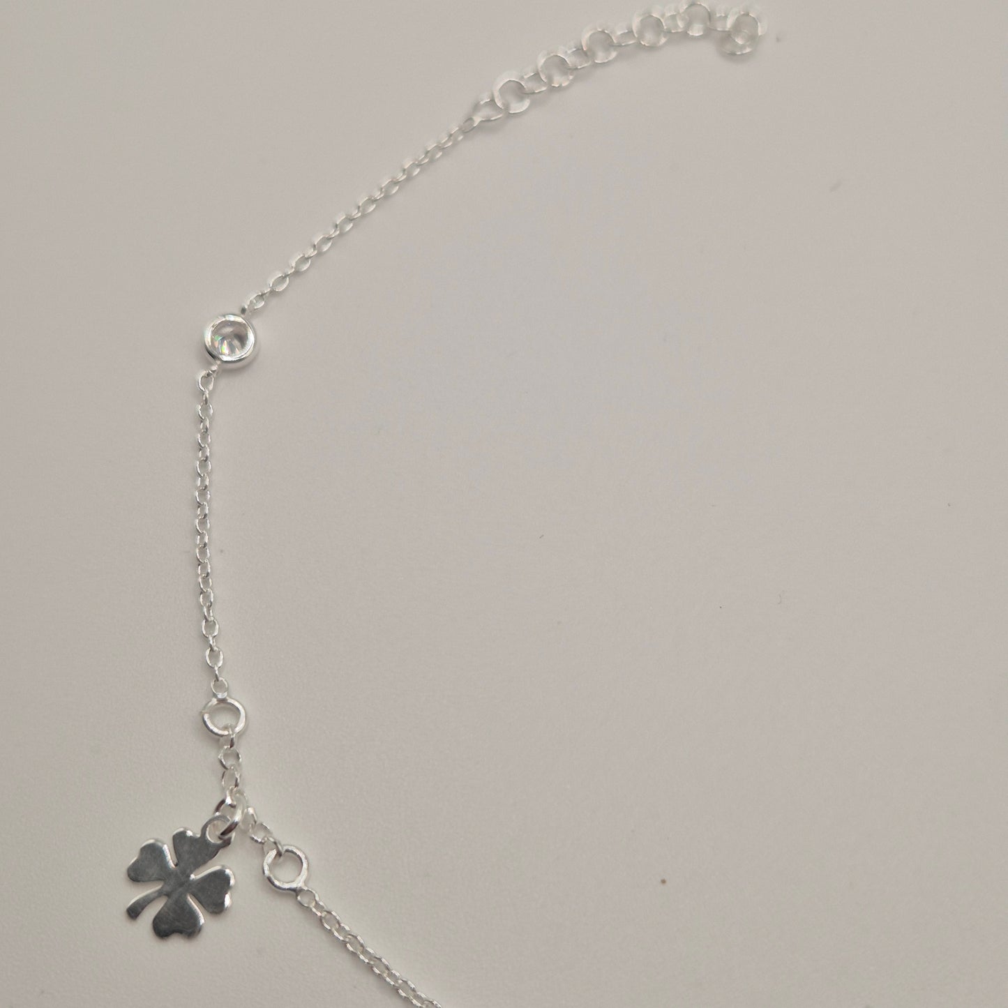 Zartes Fußkettchen Silber 925 Kleeblatt Glück