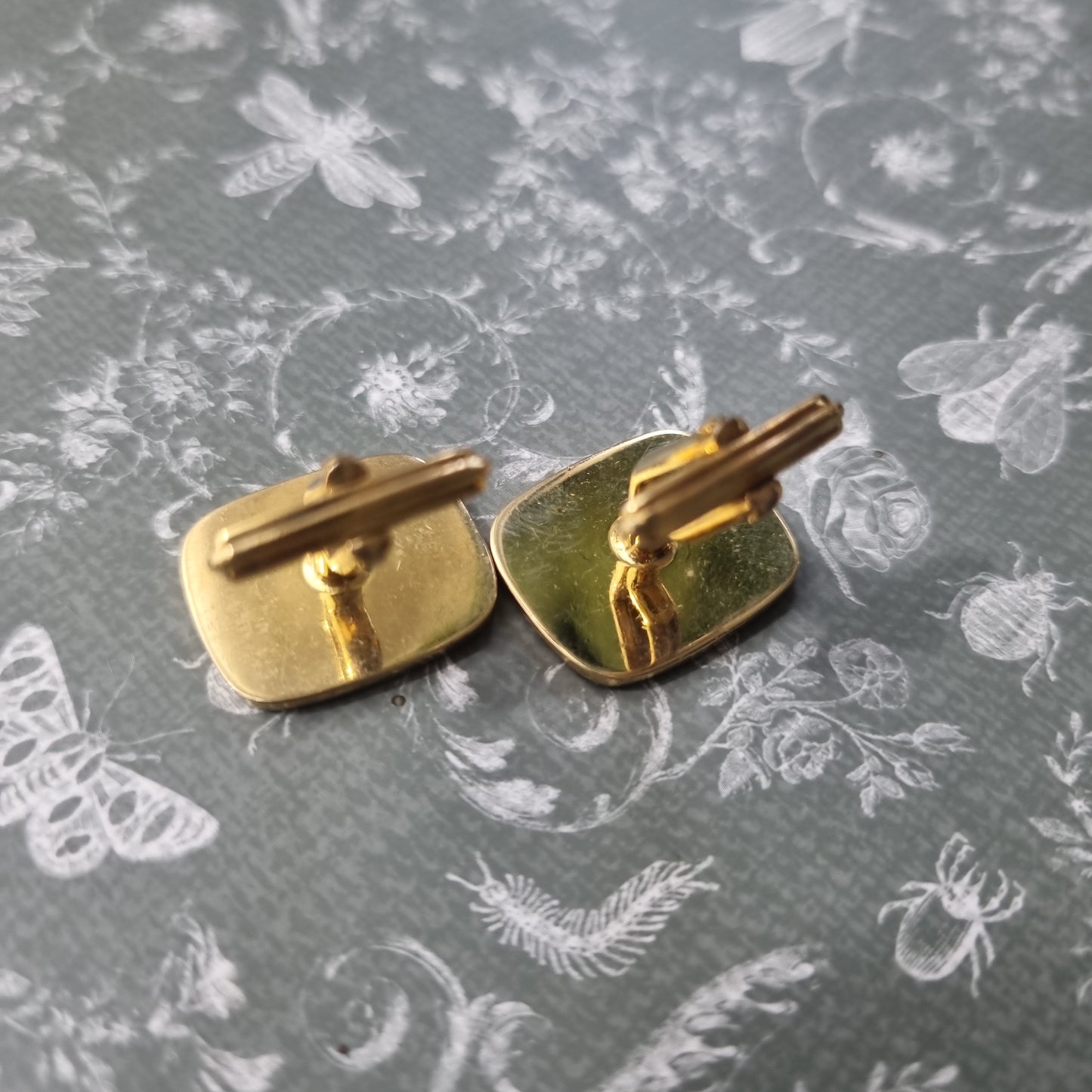 Alte Manschetten Knöpfe aus W.Germany Gold Hufeisen Hockey Glück Vintage Geschenk