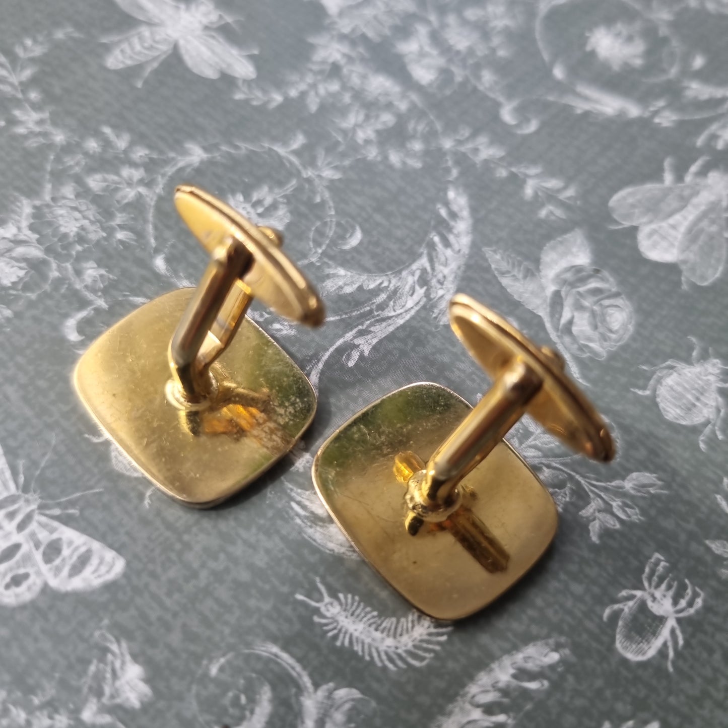 Alte Manschetten Knöpfe aus W.Germany Gold Hufeisen Hockey Glück Vintage Geschenk