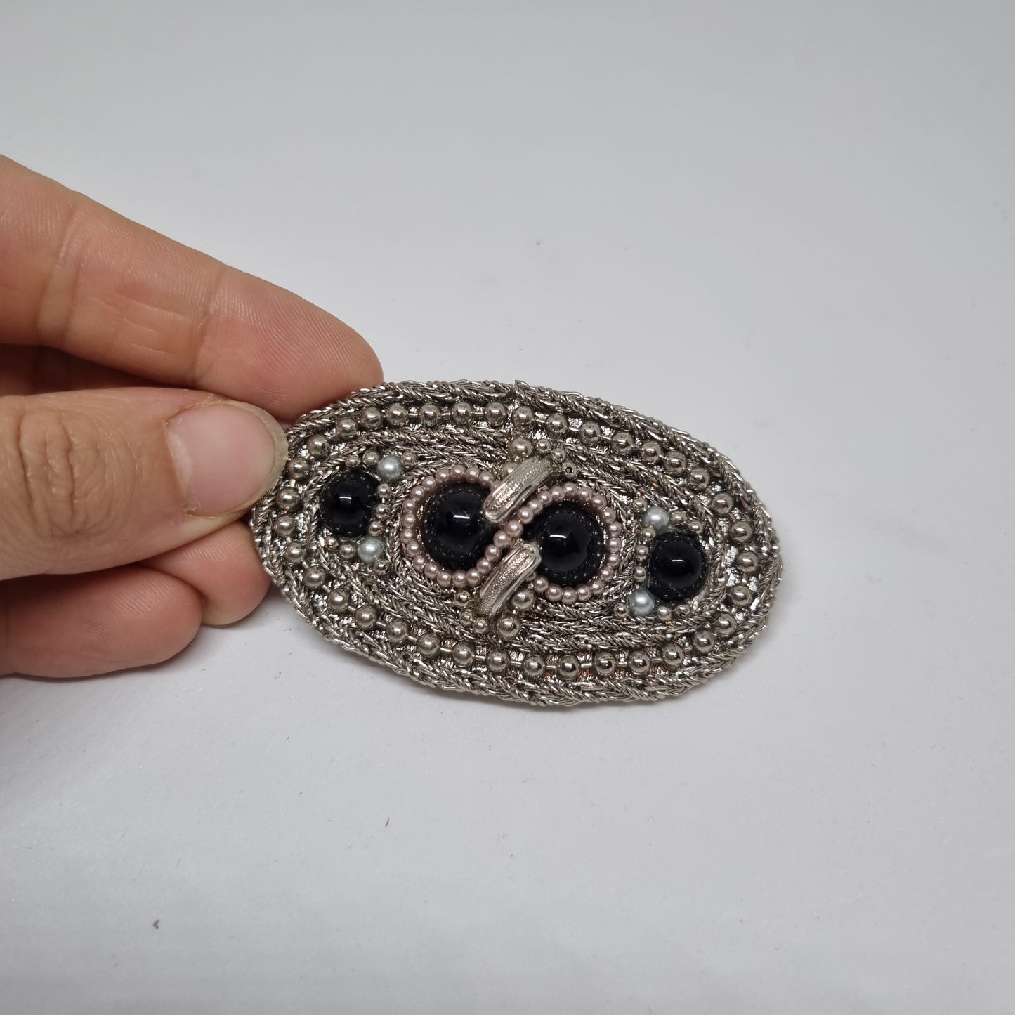 Kleine Vintage Trachtenschnalle Gürtelschnalle Taillengürtel aus den 80ern-Handmade aus Berlin schwarz silber