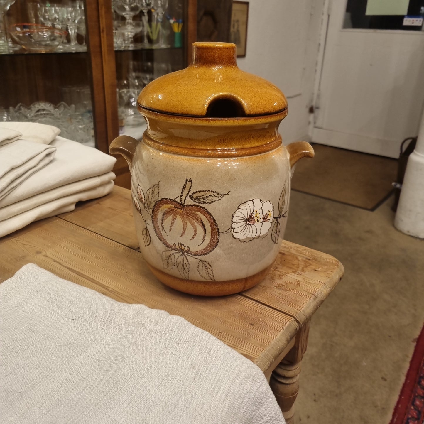 Alte Vintage Steingut-Topf Rumtopf groß Bauerntopf