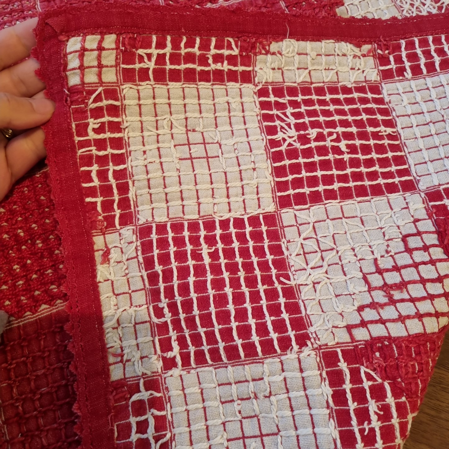 Antike Handgemachte Tischdecke Mitteldecke Baumwolle Leinen 70x70cm 🤍