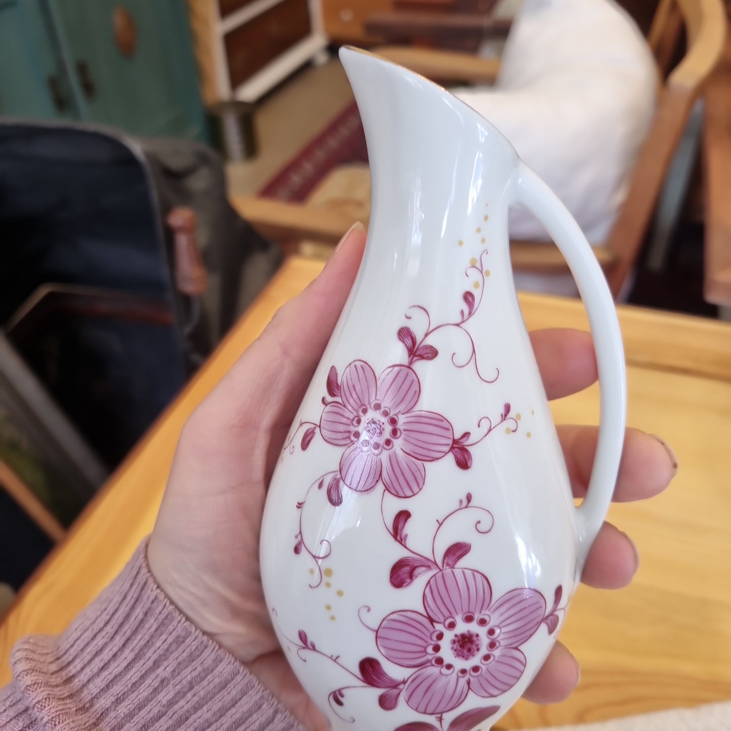 Unter weiss Bach Porzellan Vase weiß rosa 70er Jahre