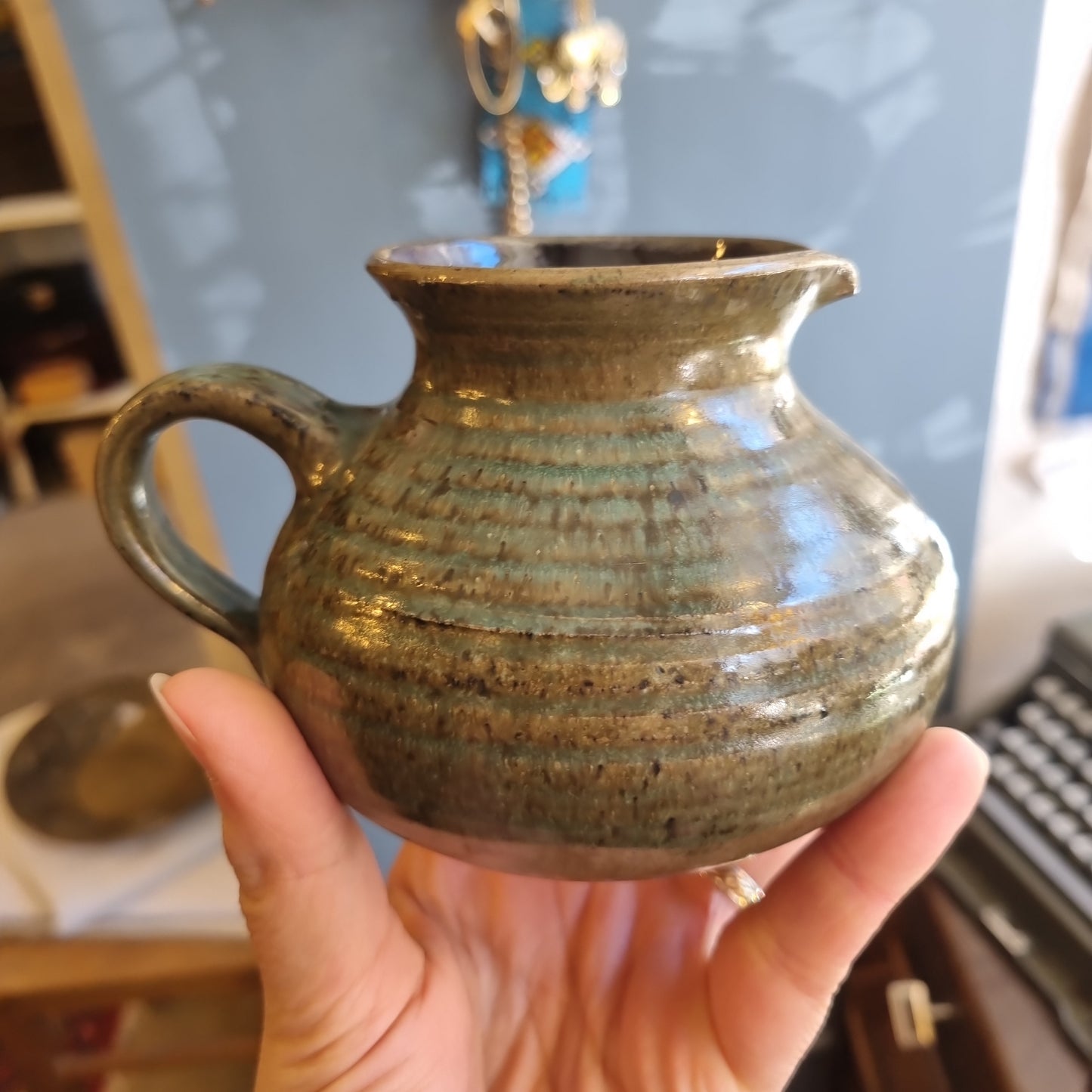 Kleine handgemachte Keramik Vase Gefäß 50er Jahre Retro Vintage