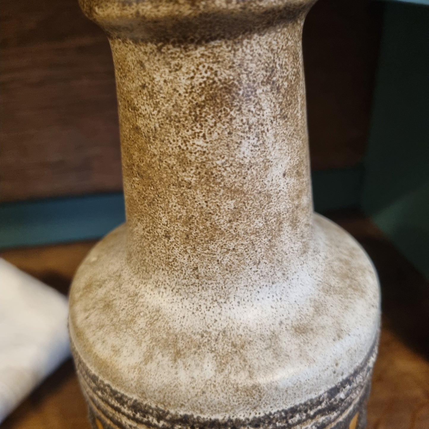 60er Jahre Steingut Vase Handmade Lava braun beige orange Retro Vintage