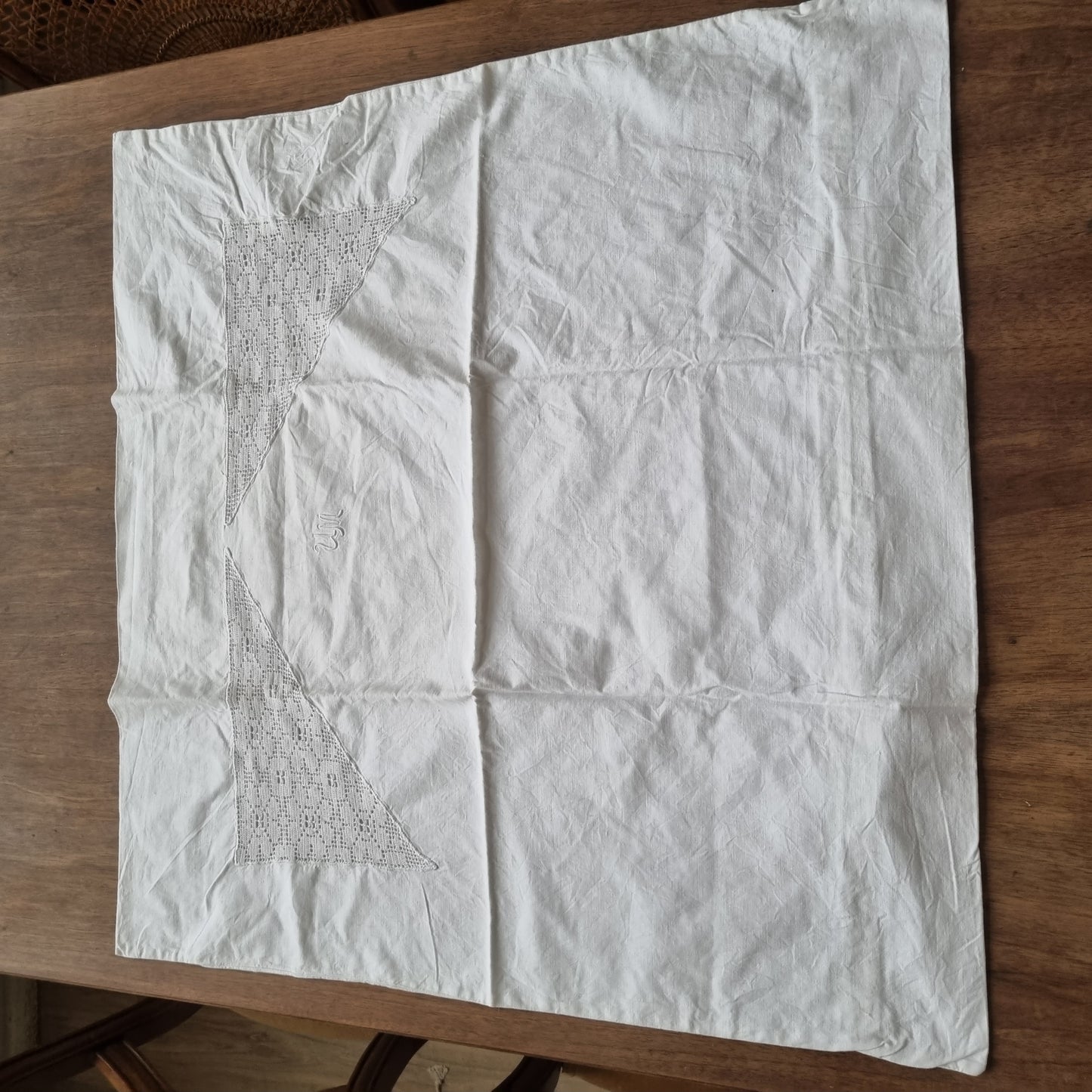 Antike,alte Kissenhülle 75x72cm weiß Initialien U.M. Vintage Kissen Bezug 🤍