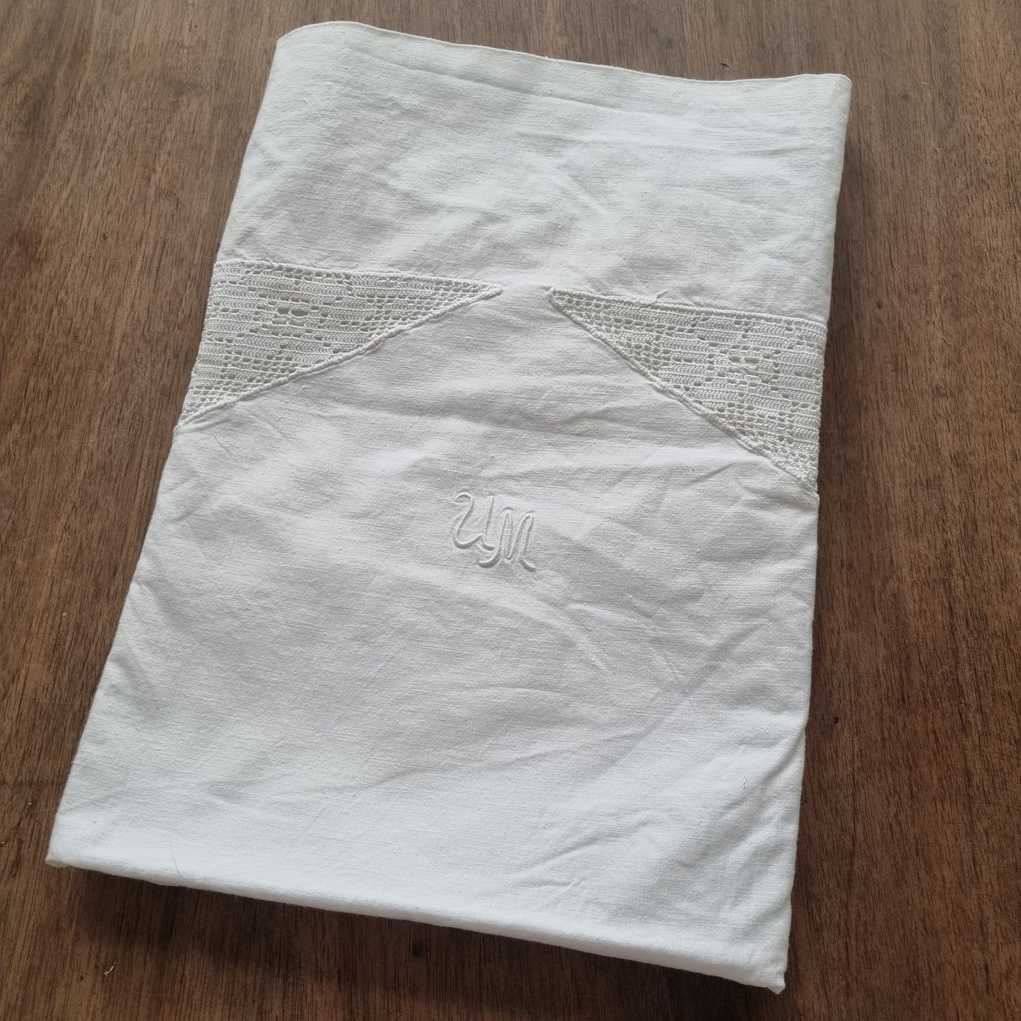 Antike,alte Kissenhülle 75x72cm weiß Initialien U.M. Vintage Kissen Bezug 🤍