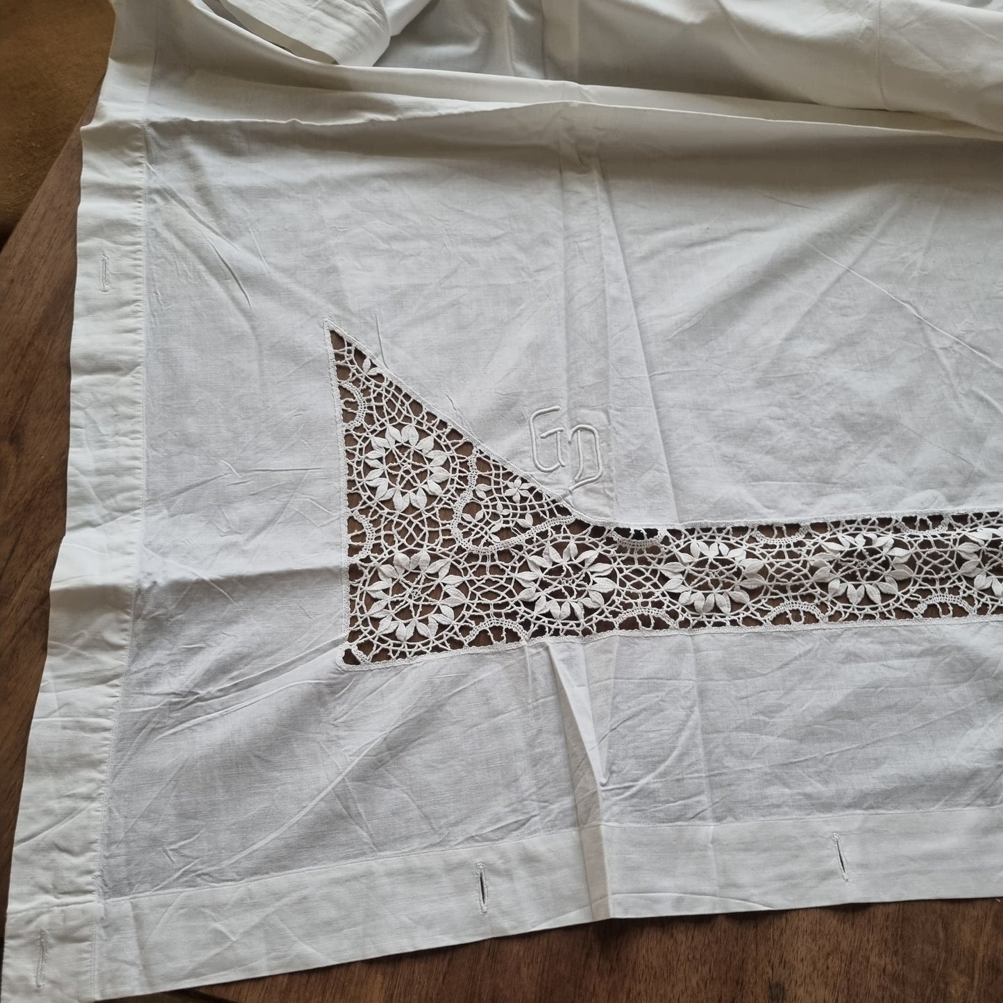 Antikes Jugendstil Bettlaken / Bettüberwurf Baumwolle 140x235cm Monogramm G.D. ♡