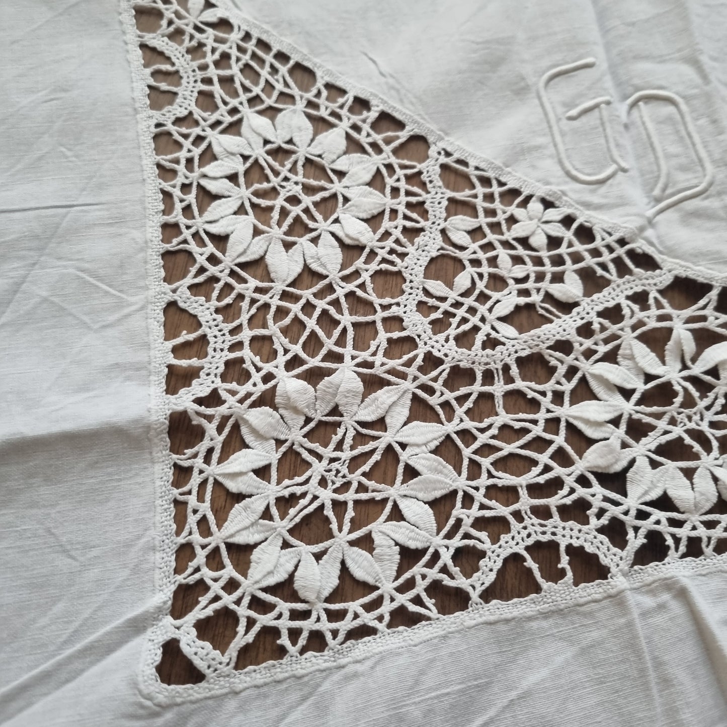 Antikes Jugendstil Bettlaken / Bettüberwurf Baumwolle 140x235cm Monogramm G.D. ♡