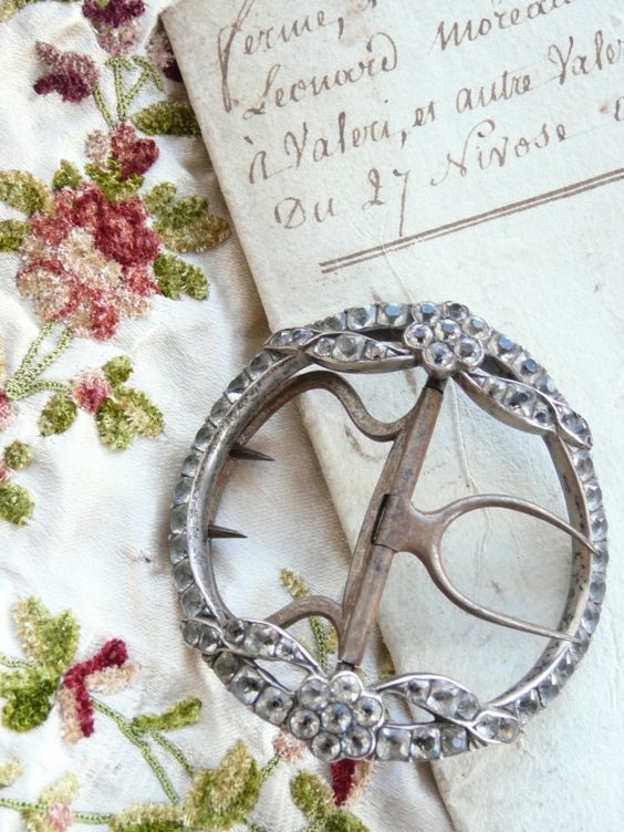 Antike Silber Gürtelschließe  Viktorianisch, 19. Jahrhundert, gepunzt, Strass, Antike Schnalle, Zierschnalle, Antik, Trachtenschnalle