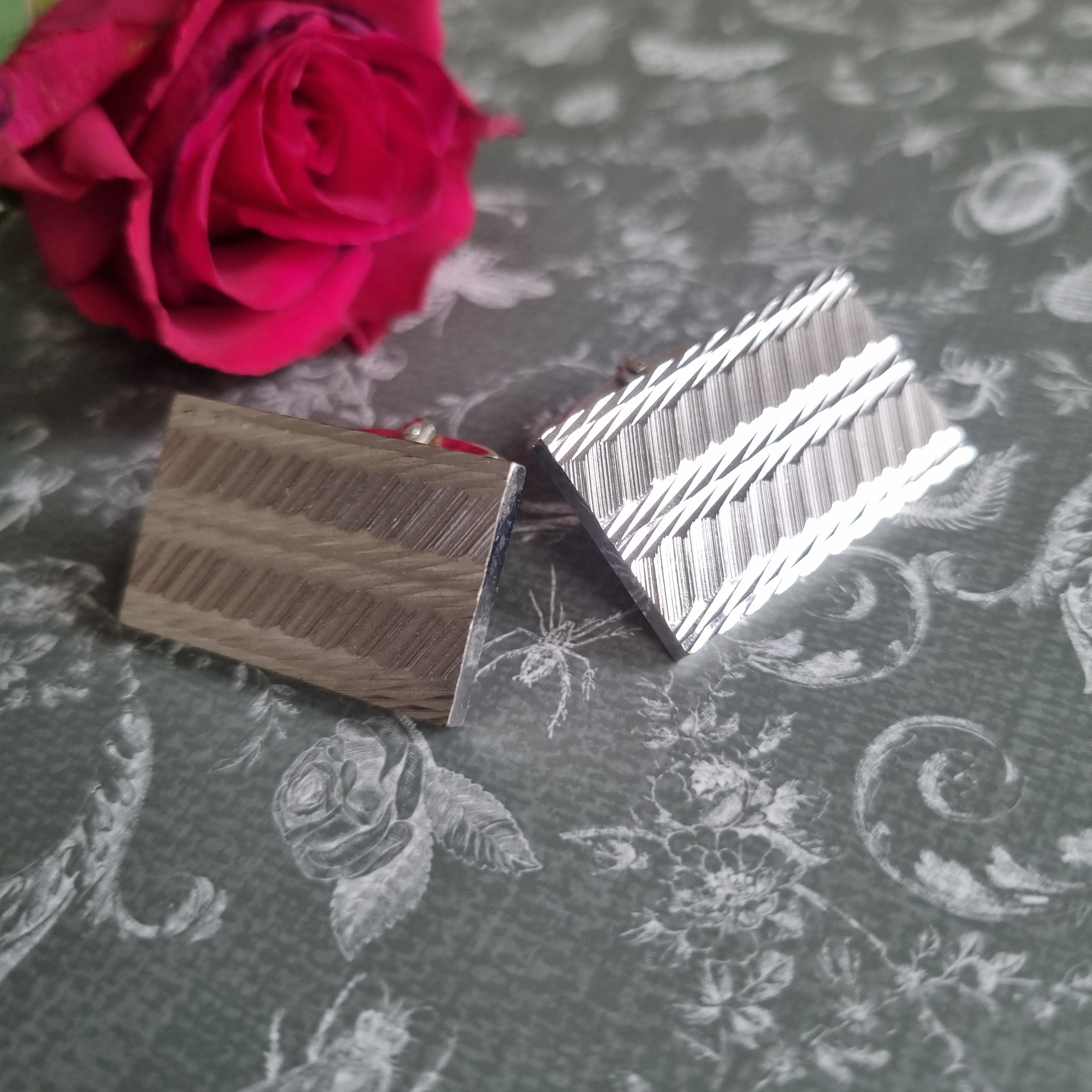 Alte Manschettenknöpfe W.Germany Silberfarbend Vintage Retro Geschenk Handarbeit Groß