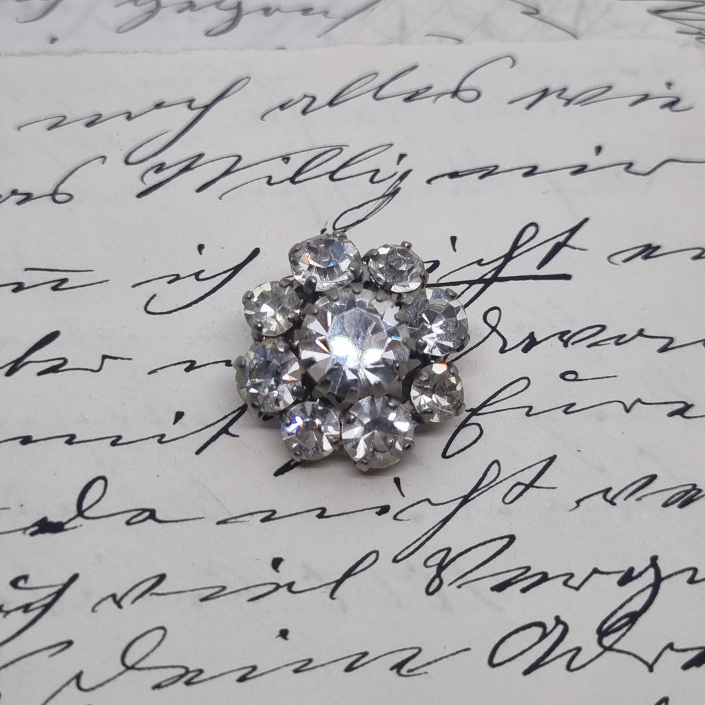 Antike Art Deco Brosche Strass Glitzer Silber