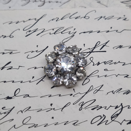 Antike Art Deco Brosche Strass Glitzer Silber
