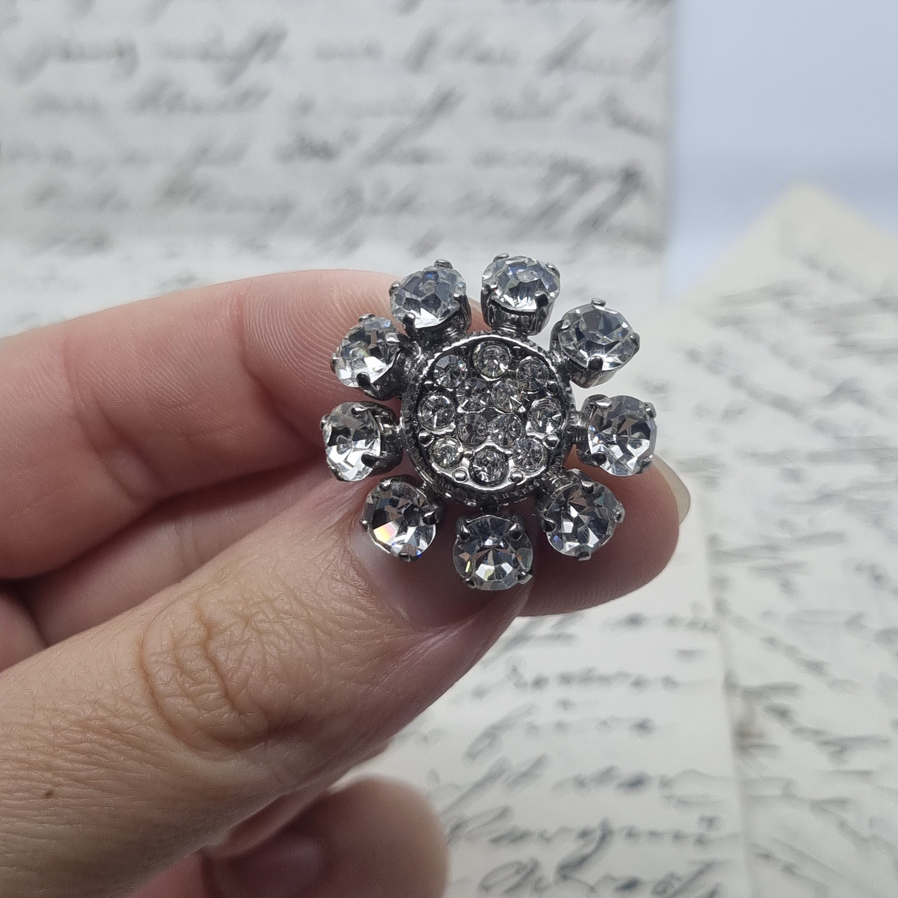 Vintage Brosche Antik 50er Jahre Strass Silber Art Deco