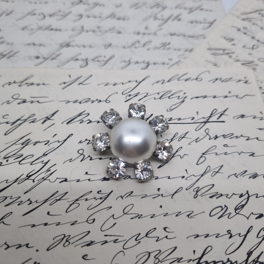 Einzigartige Vintage Brosche Antik 50er Jahre Art Jugendstil Perlen Schneeflocke