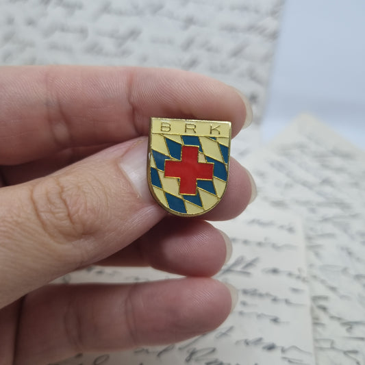 Einzigartige Vintage Brosche Antik 50er Jahre Pin BRK Rotes Kreuz Wappen