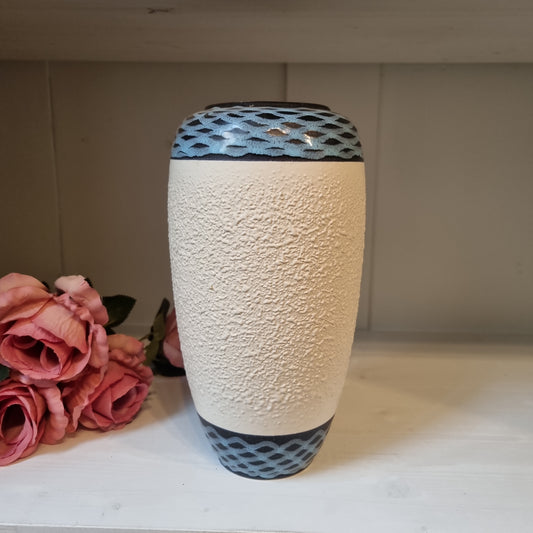 Sehr alte schöne Vintage Keramik Vase Blau Schwarz Beige 50er