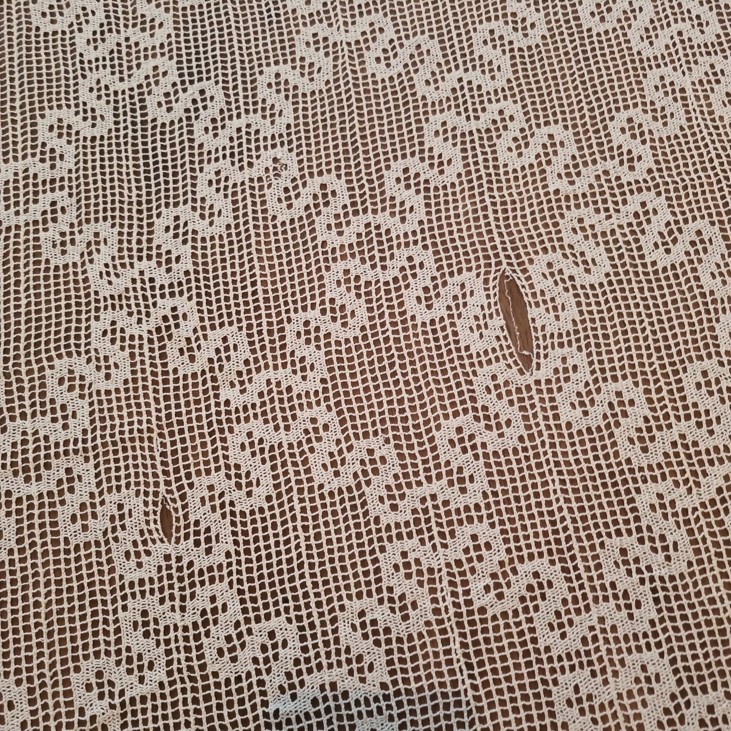 🤍Antike gehäkelte große Tischdecke creme 160x260cm -  beschädigt