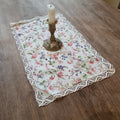 Antikes romantisches Zierdeckchen mit Blumenmotiv und Spitze 27x43cm 🤍