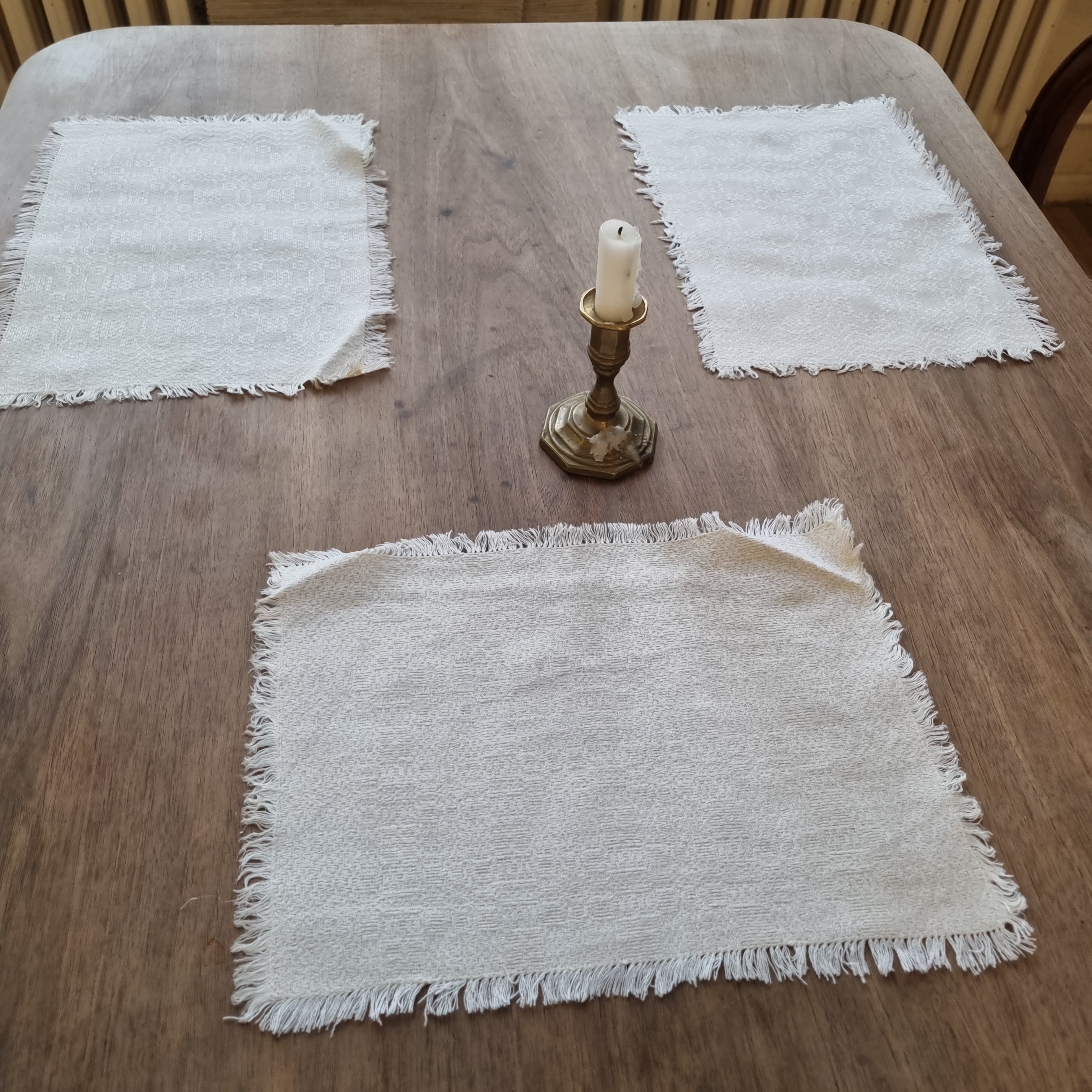 3x Antike Leinen Platzdeckchen / Zierdeckchen 35 x 28cm 🤍
