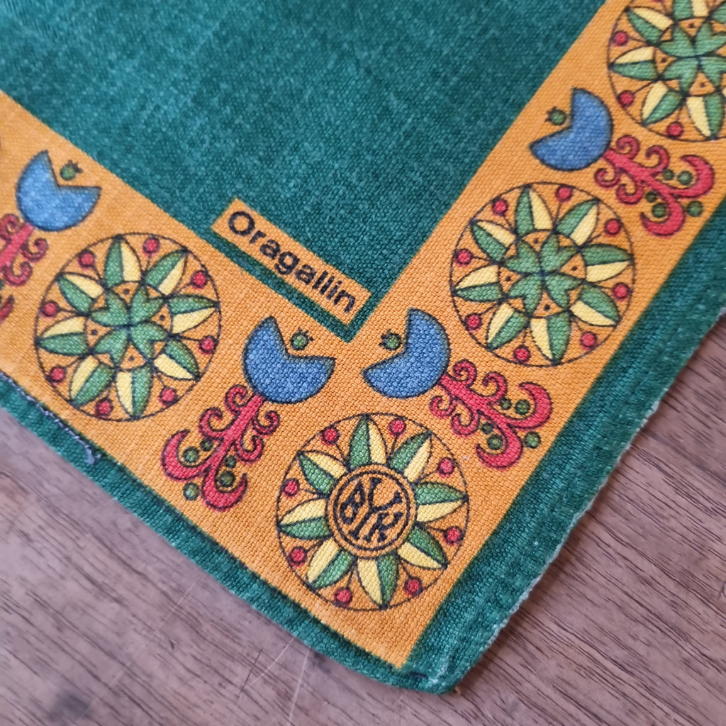 Vintage Oragallin Zierdeckchen Platzdecke 25x40cm Läufer grün gelb 🤍