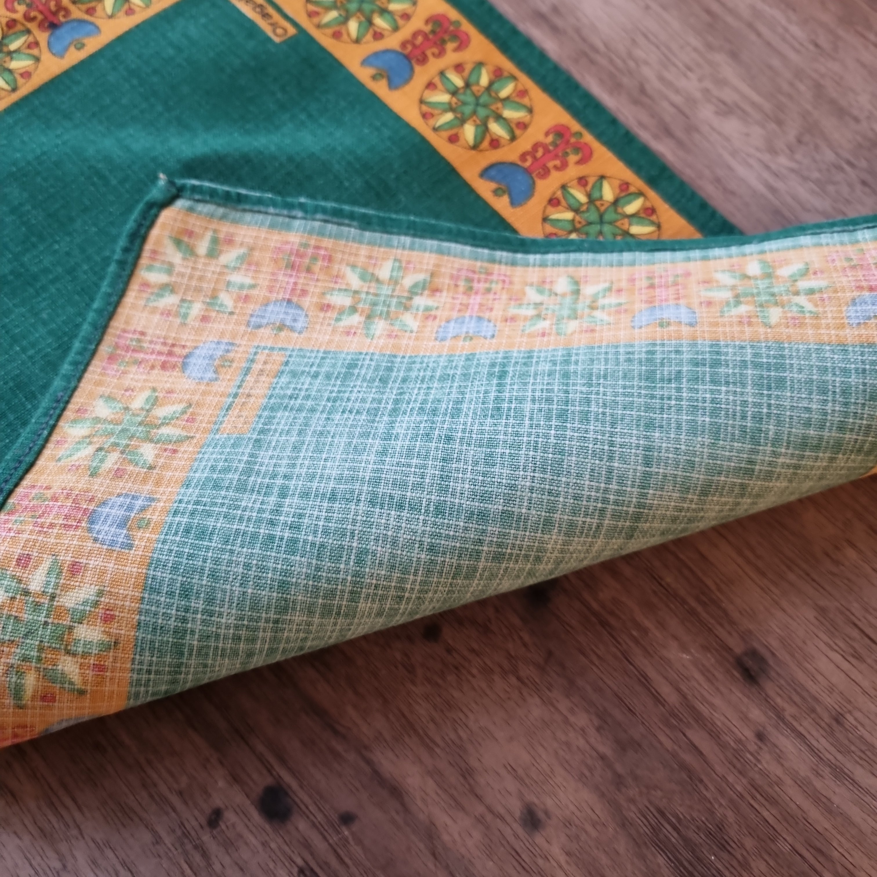 Vintage Oragallin Zierdeckchen Platzdecke 25x40cm Läufer grün gelb 🤍