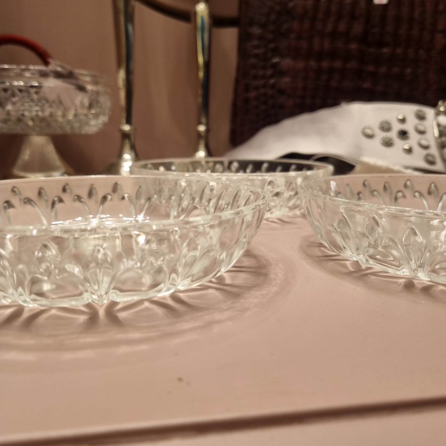 3x Glas Schalen Kuchen Teller Kristall