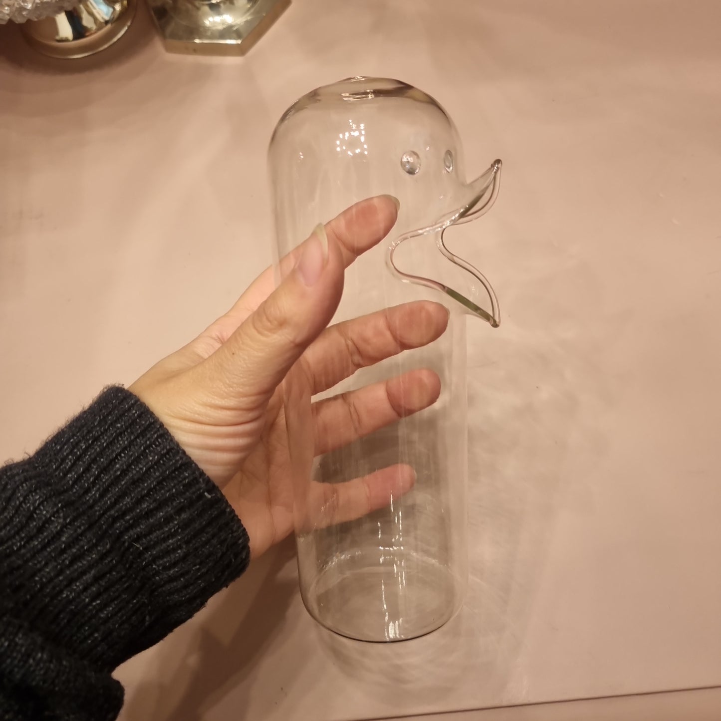 Einzigartiger Vintage Nusspender Ente Glas