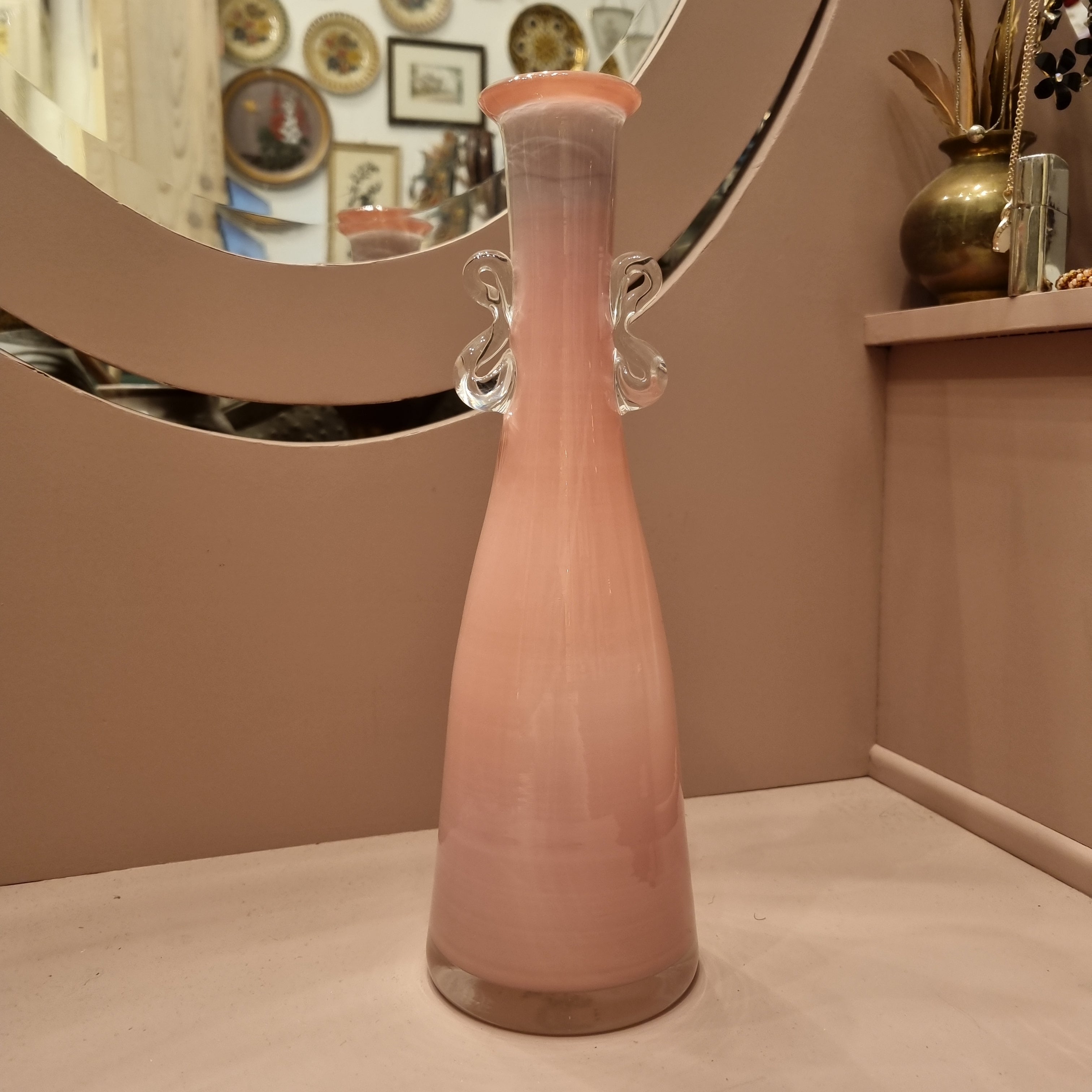 Vintage Vase Glaskunst lachsfarbend 70er Jahre Retro