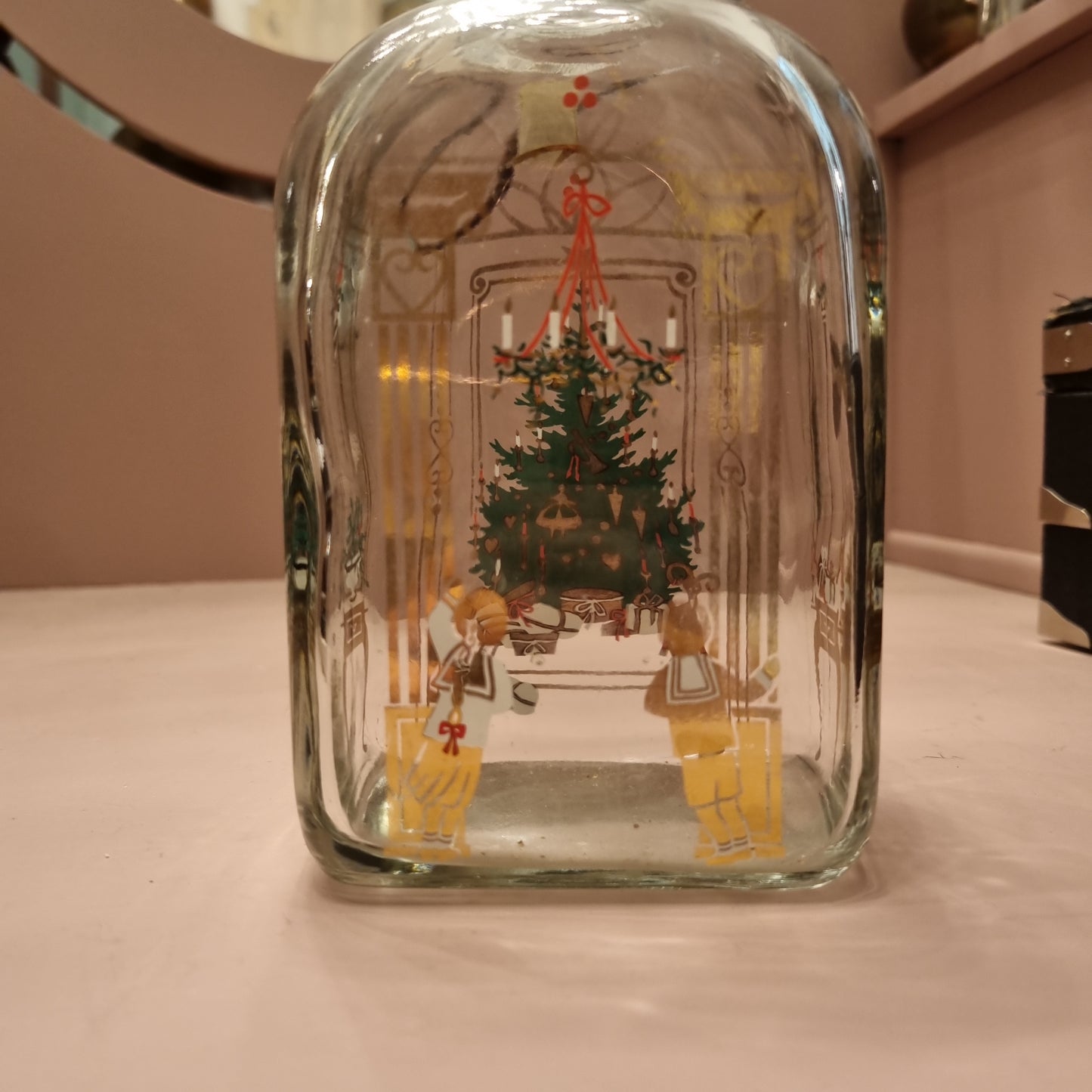 Antike Weihnachtskaraffe Brandy Stopfen Handbemalt Jugendstil Karaffe Wein Alkohol