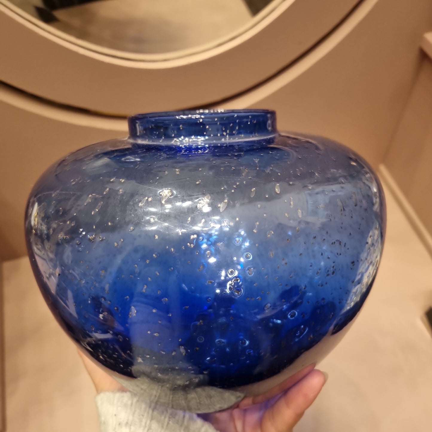 Blaue Vintage Kugelvase Retro