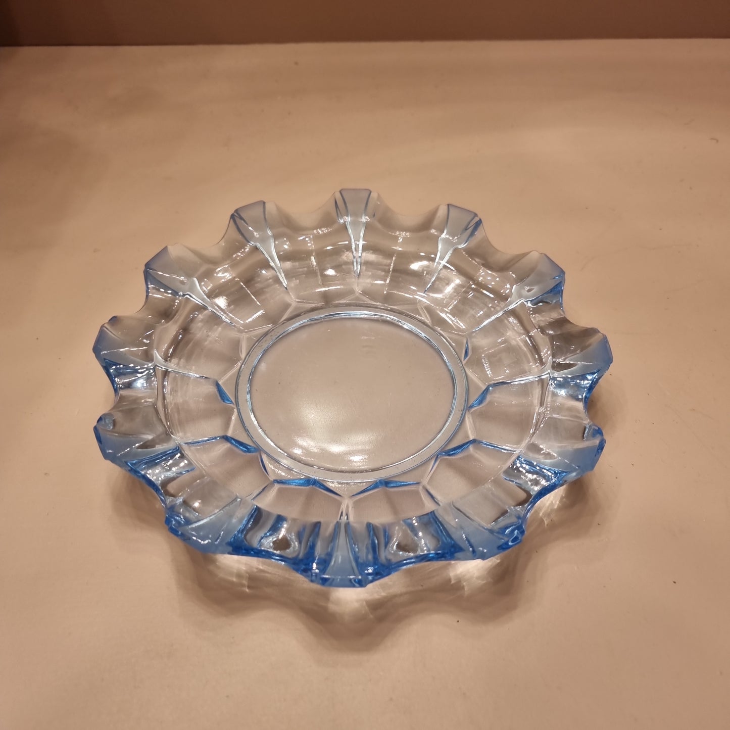 Vintage Teller blau transparent Glasschale