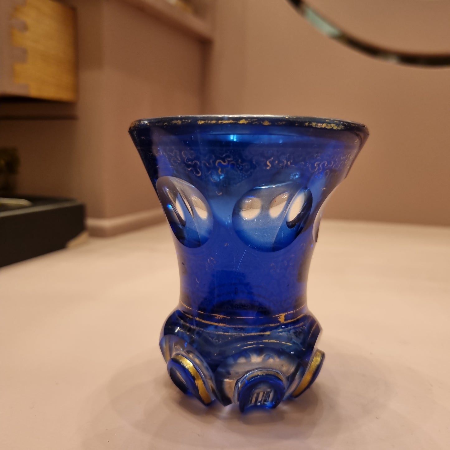 Alte Vase böhmischer Stil Blau kleine Vase