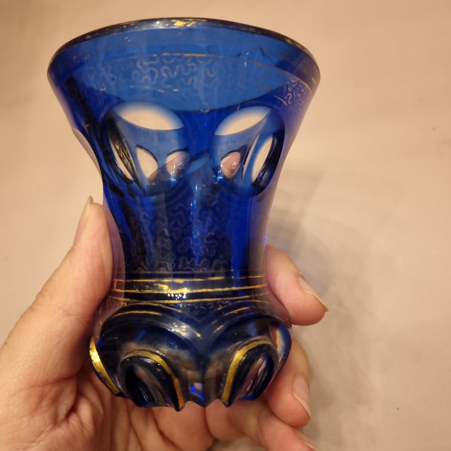 Alte Vase böhmischer Stil Blau kleine Vase