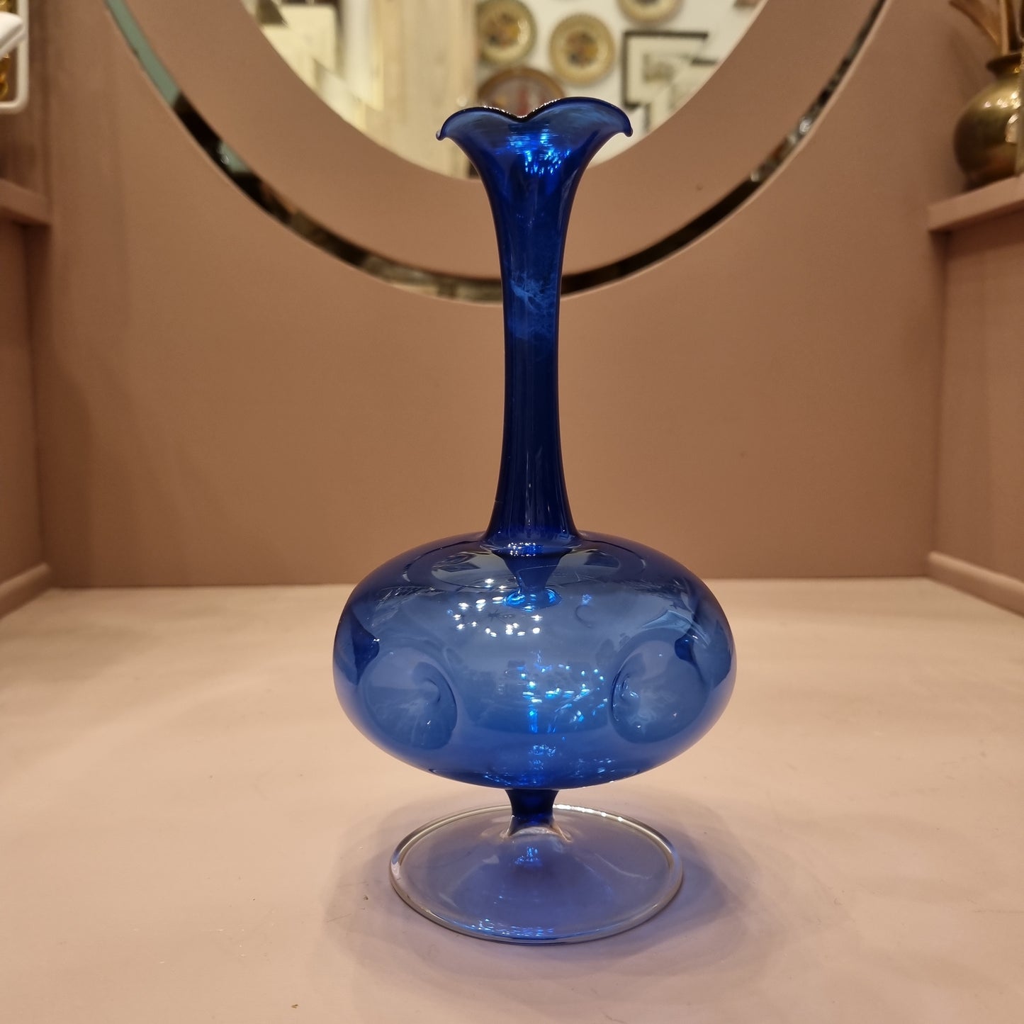 Vintage Vase Glaskunst blau