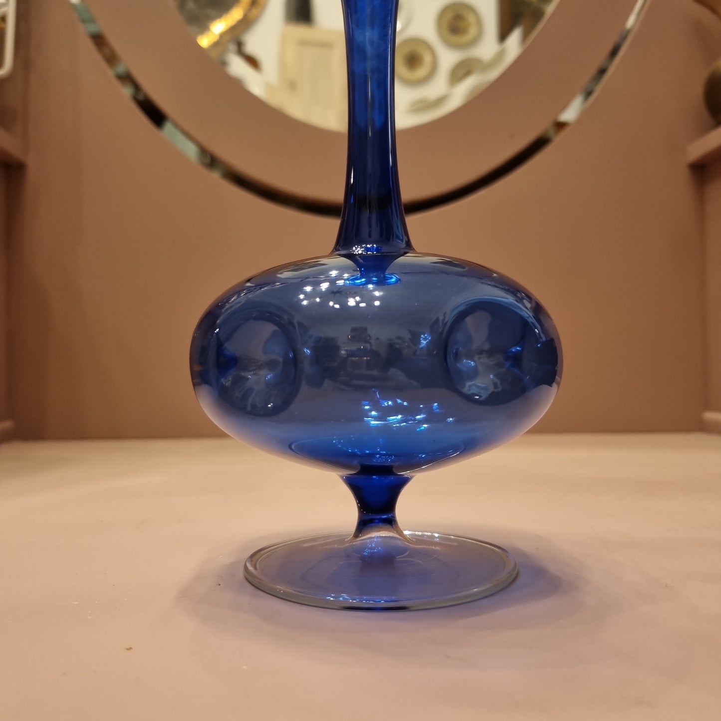 Vintage Vase Glaskunst blau