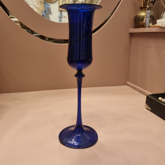 Vintage Vase Blau Glaskunst hauchdünn