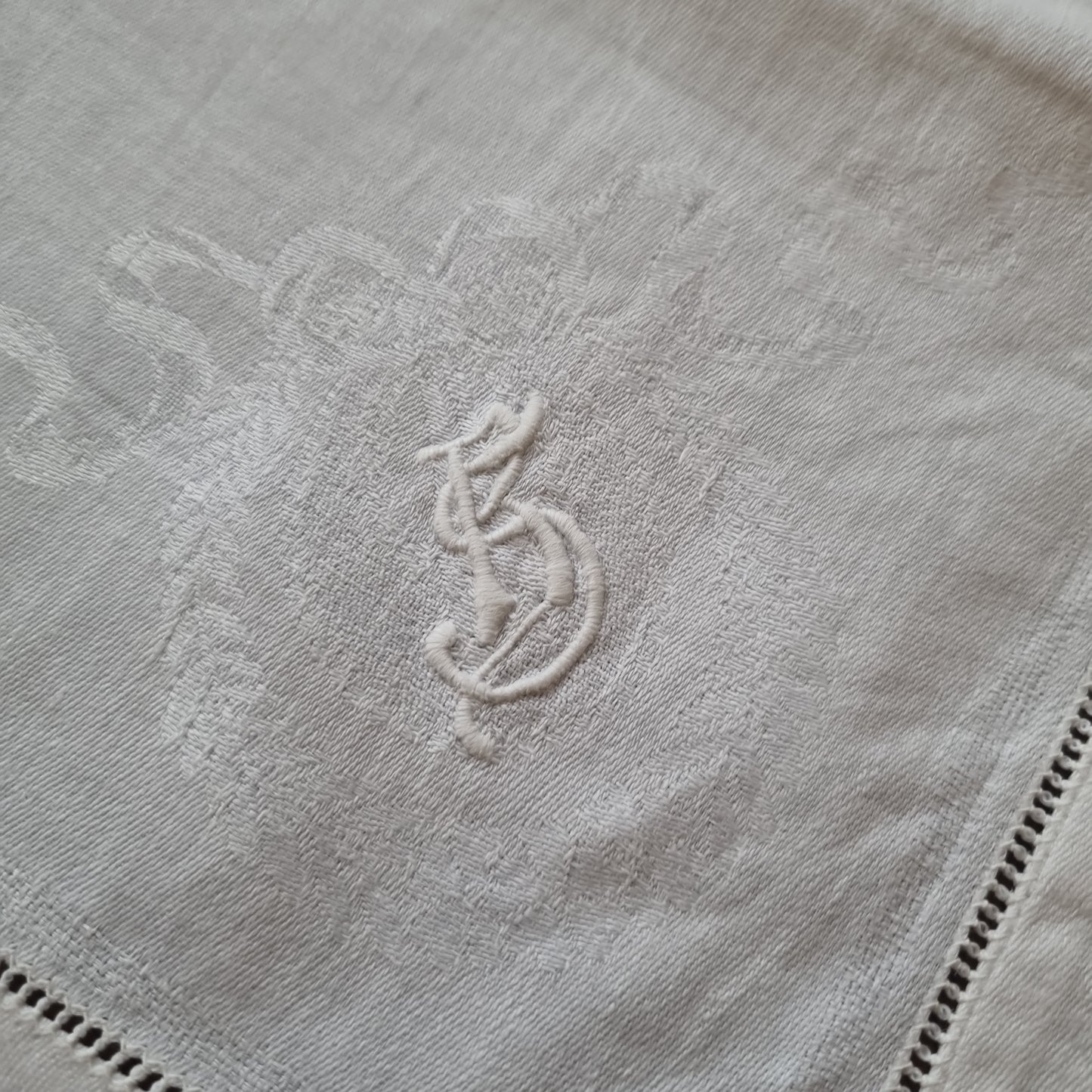 Antike Jugendstil Tischdecke oder auch Stoffserviette Serviette mit Initialen R.S