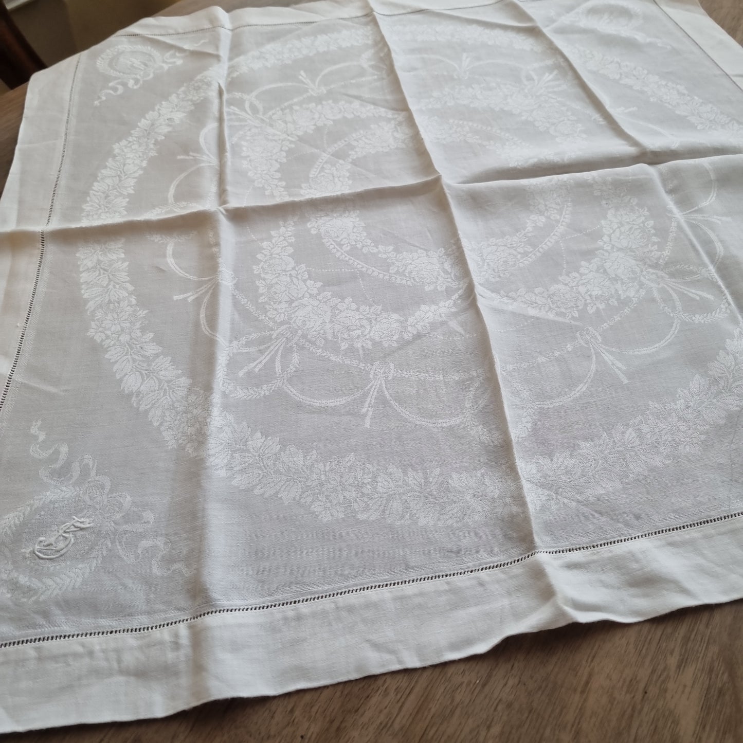 Antike Jugendstil Tischdecke oder auch Stoffserviette Serviette mit Initialen R.S