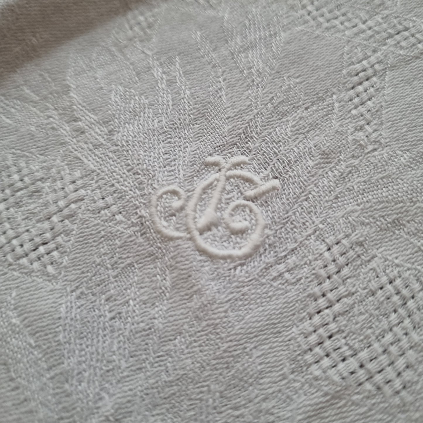 Antike Jugendstil Stoffservietten Serviette mit Initialen J.G