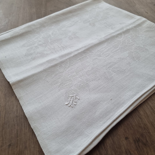 Antike Jugendstil Stoffserviette Serviette mit Initialen A.F